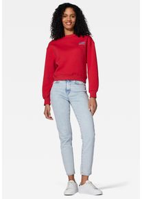 Mavi Damen Rundhalspullover "LOGO SHORT SWEATSHIRT", rot, casual, Gr. L, unifarben, Stoff, 65% Baumwolle, 35% Polyester, Pullover, Cropped Sweatshirt
