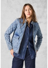 Cecil Damen Kurzblazer, blau, casual, Gr. XL, bedruckt, Web, 98% Baumwolle, 2% Elasthan, Blazer, mit Stehkragen