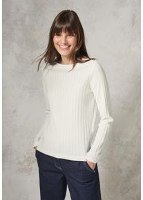 Cecil Damen Langarmshirt, weiß, casual, Gr. XXL, unifarben, Web, 100% Baumwolle, Shirts, mit U-Boot-Ausschnitt