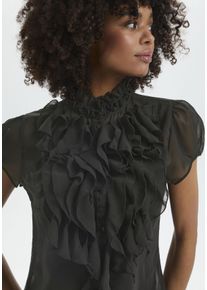 Saint Tropez Damen Chiffonbluse "LiljaSZ SS Shirt", schwarz, feminin, Gr. XXL, unifarben, leicht transparent, Chiffon, Obermaterial: 100% Polyester,