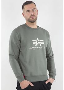 Herren Sweatshirt "Basic Sweater", grün, modisch, Gr. S, Alpha Industries, bedruckt, angeraute Sweatware, Obermaterial: 100% Baumwolle, Sweatshirts