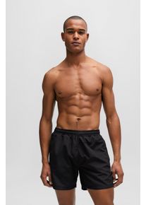 BOSS Herren Badeshorts "Dolphin", schwarz, sportlich, Gr. XXL, unifarben mit Farbeinsatz, Microfaser, Polyester, Badehosen, mit seitlichem