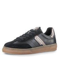 Tamaris Damen Plateausneaker, Gr. 40, silber, Leder, Lederimitat, unifarben mit Farbeinsatz, sportlich, Schuhe, Schnürschuh, Halbschuh, Freizeitschuh