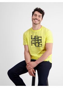 Lerros Herren T-Shirt "Lerros T-Shirt mit Lerros Print", gelb, Gr. S, 100% Baumwolle, Shirts