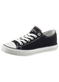 Damen Sneaker, Dockers by Gerli, Gr. 37, schwarz, Textil, sportlich, Schuhe, mit dezenter Logo-Stickerei, Freizeitschuh, Halbschuh, Schnürschuh