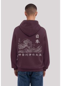 F4NT4STIC Herren Kapuzenpullover "Kanagawa Welle Golden Gai", rot, casual, Gr. S, Obermaterial: 80% Baumwolle, 20% Polyester, Pullover, Premium