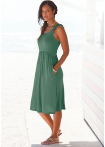 Beach Time BEACHTIME Damen Jerseykleid, grün, modisch, Gr. 46, unifarben, Jersey, Obermaterial: 100% Viskose, Kleider, mit Taschen, knielanges Sommerkleid,