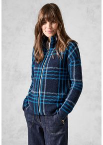 Cecil Damen Cardigan, blau, casual, Gr. XXL, kariert, Web, 50% Baumwolle, 34% Polyester, 14% Polyacryl, 2% Elasthan, Strickjacken, mit Stehkragen