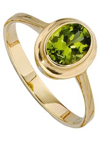 Jobo Damen Goldring, 54, Gelbgold 585, gelb, Gelbgold 585, Fingerringe, 585 Gold mit Peridot