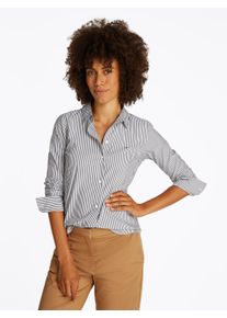 Tommy Hilfiger Damen Hemdbluse "ESS POPLIN REGULAR SHIRT", blau, klassisch, Gr. 44, gestreift, Popeline, Obermaterial: 69% Baumwolle, 27% Polyamid,