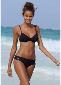 Buffalo Damen Bikini-Hose "Happy", schwarz, Gr. 34, unifarben, Polyamid, Microfaser, Badehosen, mit Umschlagbund