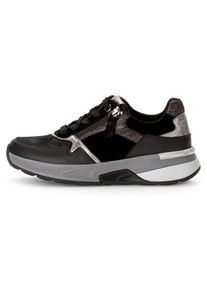Damen Keilsneaker, Gabor Rollingsoft, Gr. 35, schwarz, Leder, Lederimitat, sportlich, Schuhe, Keilabsatz, Freizeitschuh, Halbschuh, Schnürschuh,