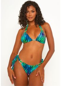 MODA MINX Damen Triangel-Bikini-Top "Chic in Chevron", grün, feminin, Gr. XS, mehrfarbig, 82% Polyamid, 18% Elasthan, Bikini-Oberteile, mit
