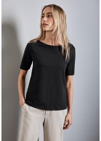 Street One Damen T-Shirt, schwarz, casual, Gr. 34, unifarben, Web, 100% Baumwolle, Shirts, aus reiner Baumwolle