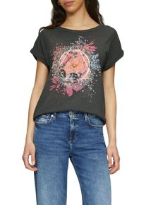 QS Damen T-Shirt, schwarz, casual, Gr. XL, bedruckt, Obermaterial: 100% Baumwolle, Shirts, mit Frontprint