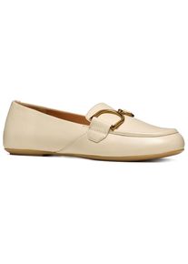 Geox Damen Loafer "D PALMARIA J", Gr. 36, beige, Leder, elegant, Schuhe, Slipper, Festtagsschuh mit stylischer Zierschnalle, schmale Form