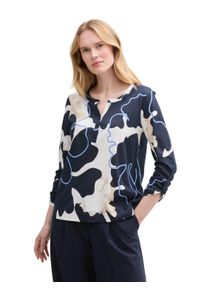 Tom Tailor Damen Langarmshirtbig floral shapes design, casual, Gr. S, bedruckt, Obermaterial: 50% Baumwolle, 50% Modal, Shirts, mit All-Over Print