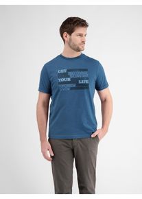 Lerros Herren T-Shirt "Lerros T-Shirt mit modischem Print", blau, Gr. S, 100% Baumwolle, Shirts
