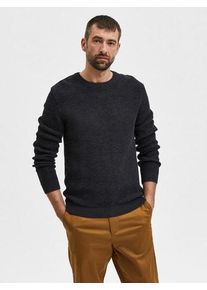 Selected Homme Herren Rundhalspullover "SLHVINCE LS KNIT BUBBLE CREW NECK NOOS", grau, modisch, Gr. S, meliert, Strick, Obermaterial: 100% Baumwolle,