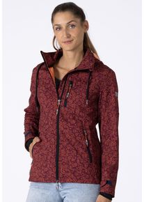 DEPROC Active Damen Softshelljacke "SUN PEAK II WOMEN", rot, casual, Gr. 42, 96% Polyester; 4% Elasthan, Jacken, mit abnehmbarer Kapuze