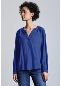 Street One Damen Langarmbluse, blau, casual, Gr. 36, unifarben, Stoff, 100% Viskose, Blusen, aus softer Viskose