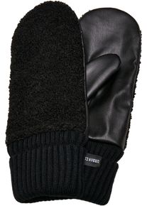 Urban Classics Damen Baumwollhandschuhe "Urban Classics Unisex Sherpa Synthetic Leather Gloves", schwarz, Gr. S, 100% Polyacryl, Handschuhe