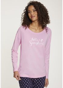 Vivance Dreams Damen Pyjamaoberteil, Gr. 36, pink, Single Jersey, Obermaterial: 50% Baumwolle, 50% Viskose, modisch, Shirts, mit Frontdruck