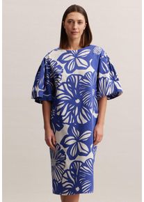 Seidensticker Damen Sommerkleid "Schwarze Rose", blau, Gr. 46, bedruckt, 100% Baumwolle, Kleider, Kurzarm Rundhals Druck