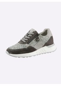 Heine Damen Sneaker, Gr. 38, grau, Leder, Veloursleder, Glattleder, Textil, Textil, modisch, Schuhe