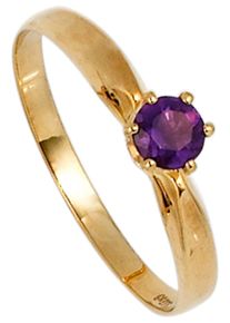 Jobo Damen Goldring, 52, Gelbgold 585, gelb, Gelbgold 585, Fingerringe, 585 Gold mit Amethyst