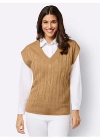 Classic Basics Damen Pullunder "Pullunder", braun, Gr. 56, unifarben, gemustert, 100% Polyacryl, Pullover