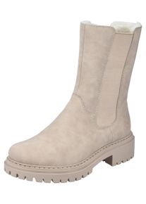 Rieker Damen Chelseaboots, Gr. 42, beige, Lederimitat, klassisch, Schuhe, mit breitem Stretch an der Seite