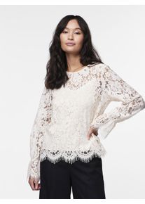 Y.A.S Damen Spitzenbluse "YASPERLA LS LACE TOP S. NOOS", grau, modisch, Gr. L, unifarben, Obermaterial: 100% Polyester, Blusen