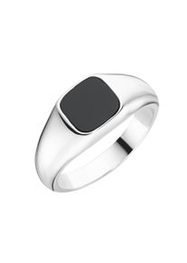 Herren Silberring "Siegelring mit schwarzem Achat, Silber 925", 66, Silber 925 (Sterlingsilber), schwarz, Giorgio Martello MILANO, Silber 925