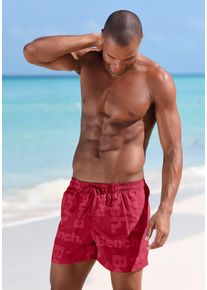 Bench. Herren Badeshorts, rot, Gr. S, bedruckt, Microfaser, Polyester, Badehosen, kurze oder lange Form