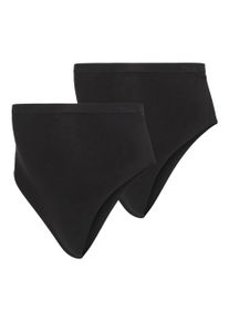 MAMALICIOUS Damen Umstandsslip "MLHEAL COTTON G-STRING 2-P A. NOOS", Gr. S, schwarz, Jersey, Obermaterial: 79% Baumwolle, 15% Polyamid, 6% Elasthan,