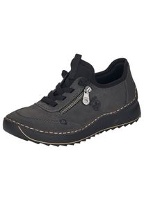 Rieker Damen Sneaker, Gr. 41, grau, Nubuklederimitat, Textil, sportlich, Schuhe, Schnürschuh, Halbschuh, Slipper mit Kontrastnaht
