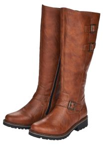 Remonte Damen Winterstiefel, Gr. 36, braun, Lederimitat, klassisch, Schuhe, Blockabsatz, Langschaftstiefel, Wechselfußbett, XL-Schaft