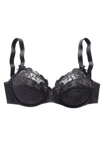 Nuance Damen Bügel-BH, Gr. 80, schwarz, Spitze, Obermaterial: 50% Polyester, 30% Polyamid, 20% Elasthan, sexy, BHs, mit Stickerei Spitze in floraler