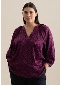 Seidensticker Damen Shirtbluse "Schwarze Rose", lila, Gr. 50, gemustert, 100% Viskose, Blusen, 3/4-Arm Rundhals Druck