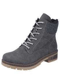 Rieker Damen Winterstiefelette, Gr. 41, grau, Lederimitat, Textil, klassisch, Schuhe, Schnürboots, Stiefelette, Blockabsatz, mit Innen-Reißverschluss