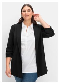 sheego Damen Longblazer "Große Größen", schwarz, feminin, Gr. 52, unifarben, Obermaterial: 100% Polyester;Futter: 100% Polyester, Blazer, mit