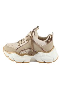 Buffalo Damen Plateausneaker "BINARY QUILT", Gr. 38, beige, Lederimitat, modisch, Schuhe, Chunky-Schnürer, Freizeitsneaker, Halbschuh mit