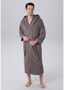 Unisex-Bademantel Kangaroos, L:130cm in Gr. S, grau, Walkfrottee, Hausmäntel, "Cassidy, für Damen & Herren, Standardlänge & Überlänge", mit Taschen,