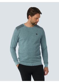 NO EXCESS Herren Rundhalspullover "NO EXCESS Rundhalspullover mit Raffinierter Zwei-Farben-Jacquard", blau, Gr. XL, 100% Baumwolle, Pullover