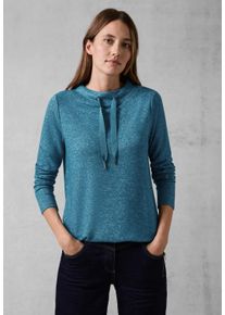 Cecil Damen Langarmshirt, blau, casual, Gr. XL, unifarben, Stoff, 67% Viskose, 28% Polyester, 5% Elasthan, Shirts, mit Kragen
