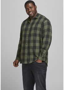 Jack & Jones PlusSize Herren Karohemd "GINGHAM TWILL SHIRT", grün, modisch, Gr. XXXL, JACK & JONES PLUSSIZE, Web, Obermaterial: 100% Baumwolle, Hemden, Bis Größe 6XL