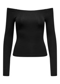 Only Damen Langarmshirt "ONLLIVELOVE LIFE LS OF SHOULDER JRS NOOS", schwarz, modisch, Gr. M, unifarben, Jersey, Obermaterial: 95% Baumwolle, 5%
