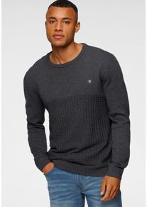 Bruno Banani Herren Strickpullover, grau, casual, Gr. XL, meliert, Obermaterial: 50% Baumwolle, 50% Polyacryl, Pullover, mit modischer Struktur