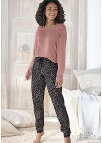 Vivance Dreams Damen Pyjama, Gr. 32, orange, Single Jersey, Obermaterial: 100% Baumwolle, ethno, gemustert, unifarben, modisch, Homewear-Sets, mit